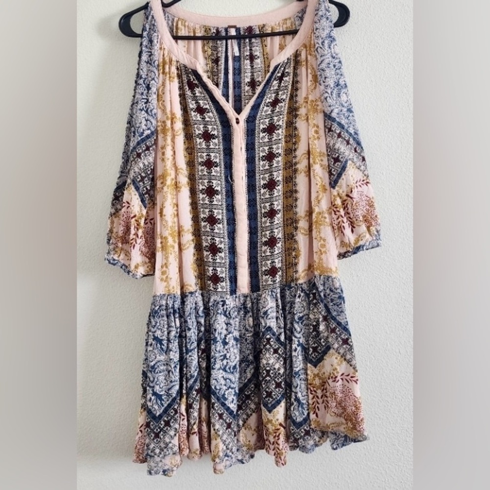 Free People Portobello Road Split Sleeve Boho Mini Dress M